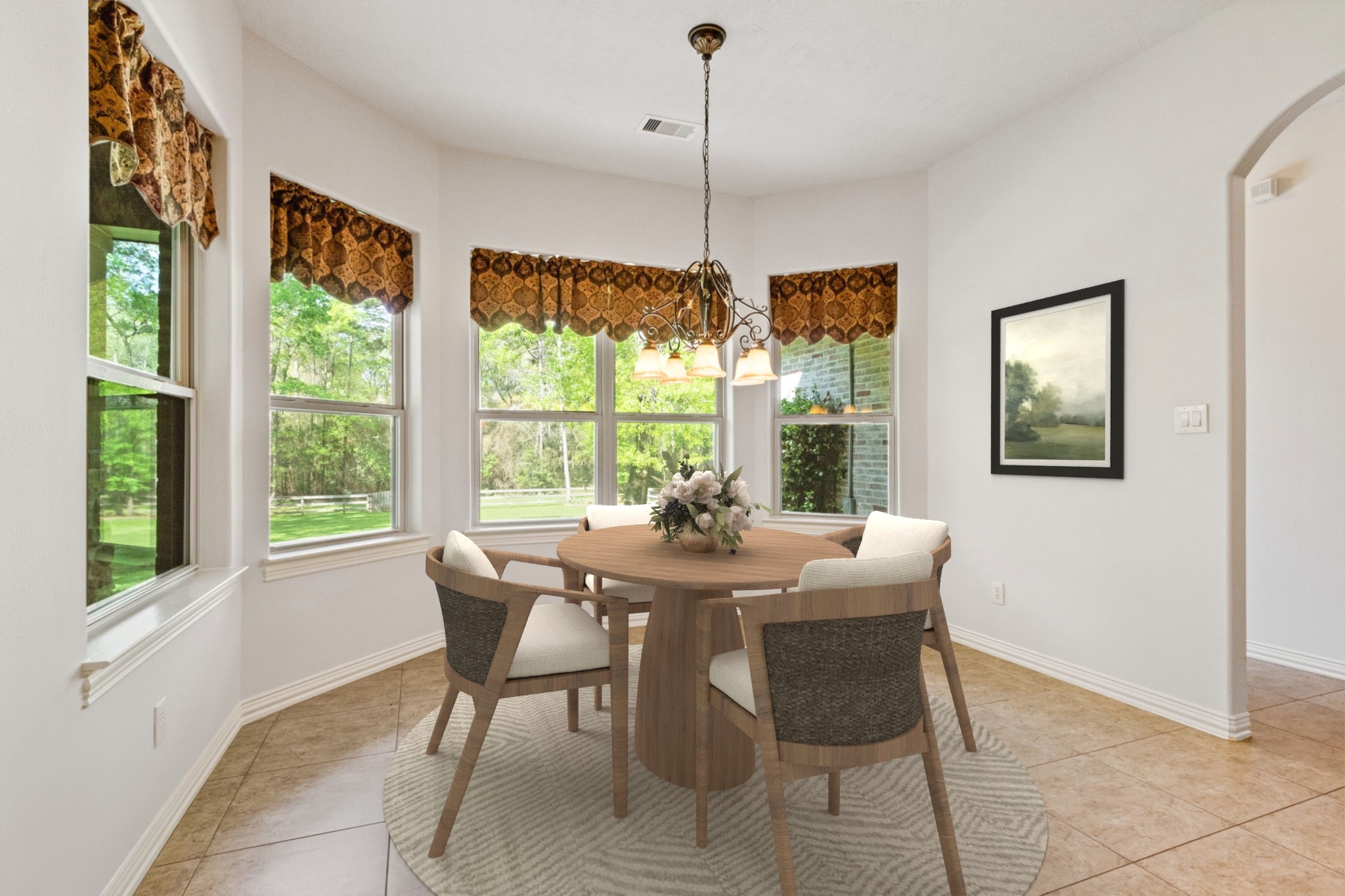 28007 Hickory Court Magnolia, TX 77355 - Photo 19 of 49 a dining room with furniture a chandelier and wooden floor
