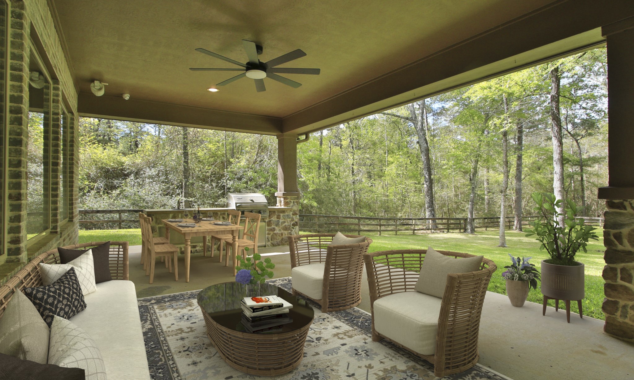 28007 Hickory Court Magnolia, TX 77355 - Photo 38 of 49 a living room with patio furniture and a floor to ceiling window