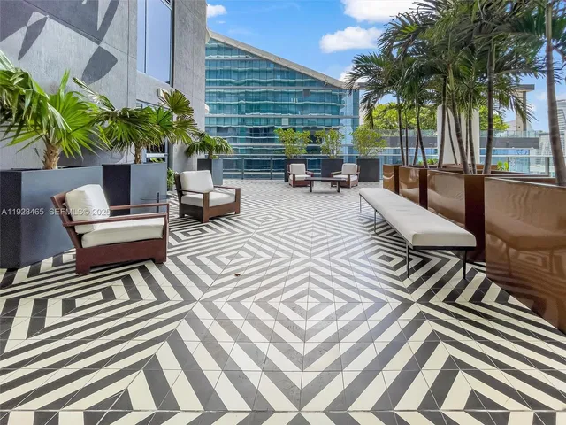 a view of a building from a balcony