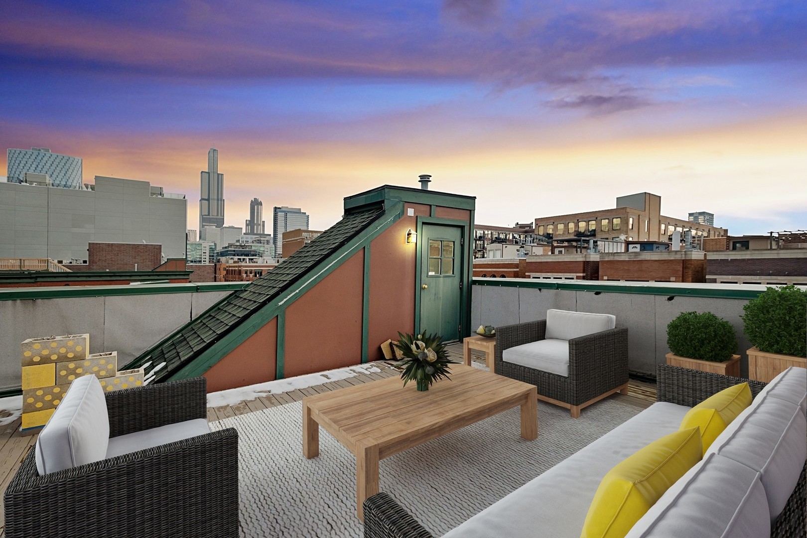 1034 West Monroe Street Chicago, IL 60607 - Photo 21 of 26 a view of roof deck with seating space and a potted plant