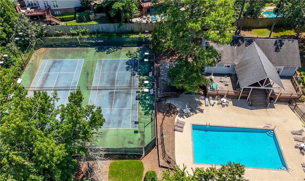3334 Trails End Road Northeast Roswell, GA 30075 - Photo 49 of 54 an aerial view of a house with a yard basket ball court and outdoor seating