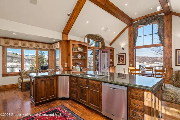 a kitchen with lots of counter top space