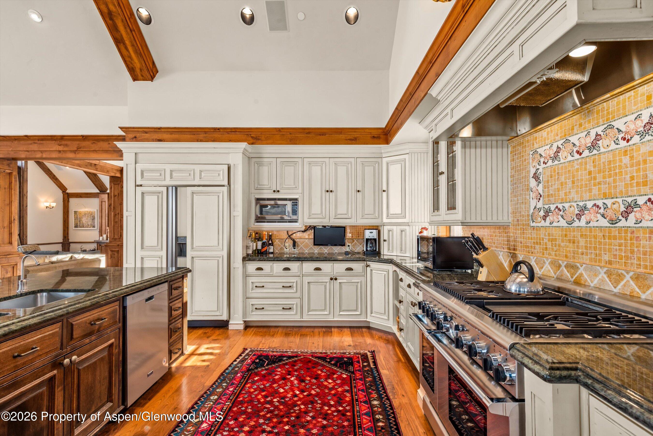 971 Cluny Road Aspen, CO 81611 - Photo 14 of 39 a kitchen with stainless steel appliances a stove a sink and a refrigerator