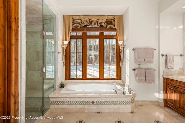 a living room with a large window