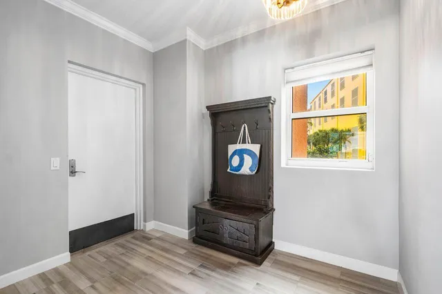 a view of a balcony with lake view