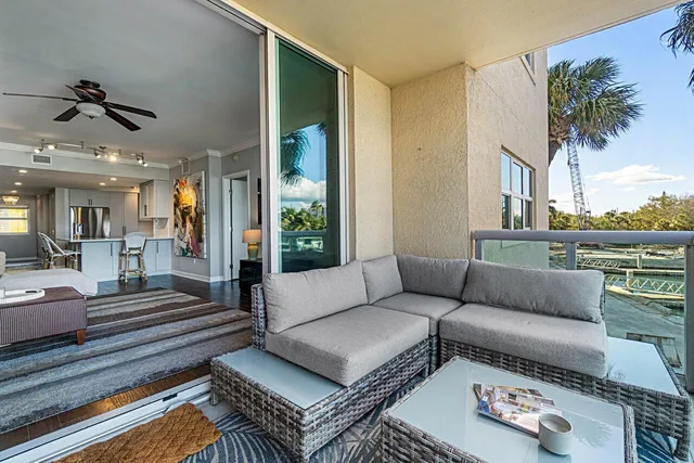 a view of a lake with boats