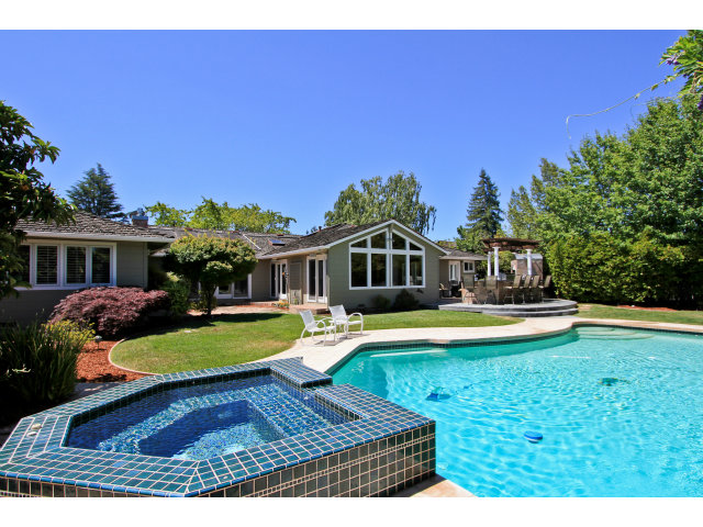 205 Galli Drive Los Altos, CA 94022 - Photo 17 of 20 a view of a house with swimming pool yard and sitting area