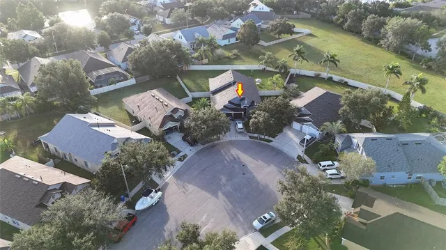 an aerial view of a house