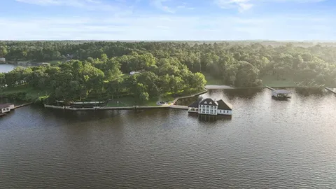 a view of a lake with mountain
