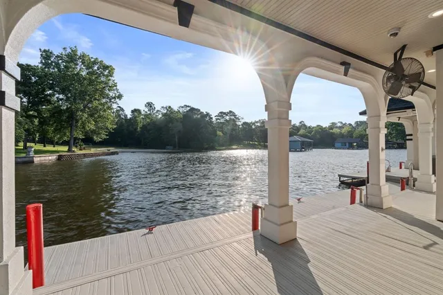 a view of a lake from a balcony