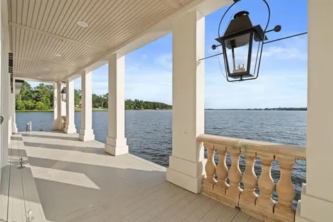 a view of lake from balcony