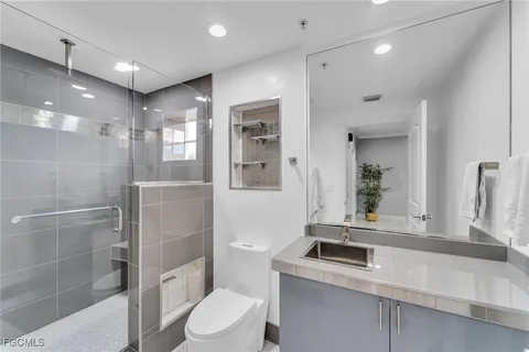 a bathroom with a shower