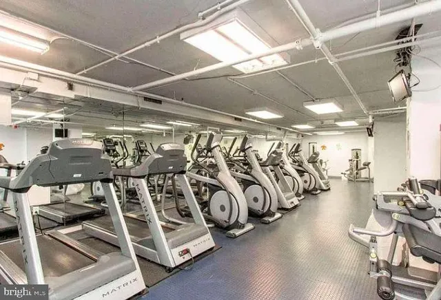 a view of a room with gym equipment