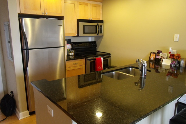1 Renaissance Place, Unit 1106 Palatine, IL 60067 - Photo 2 of 15 a kitchen with stainless steel appliances granite countertop a refrigerator a stove and a sink