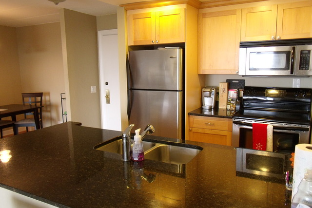 1 Renaissance Place, Unit 1106 Palatine, IL 60067 - Photo 3 of 15 a kitchen with a refrigerator a stove and a sink with wooden floor