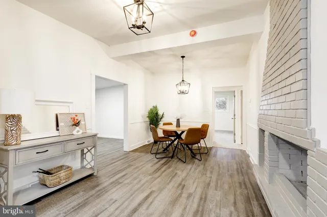 a workspace with wooden floor