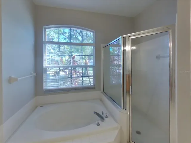 a bathroom with a bathtub