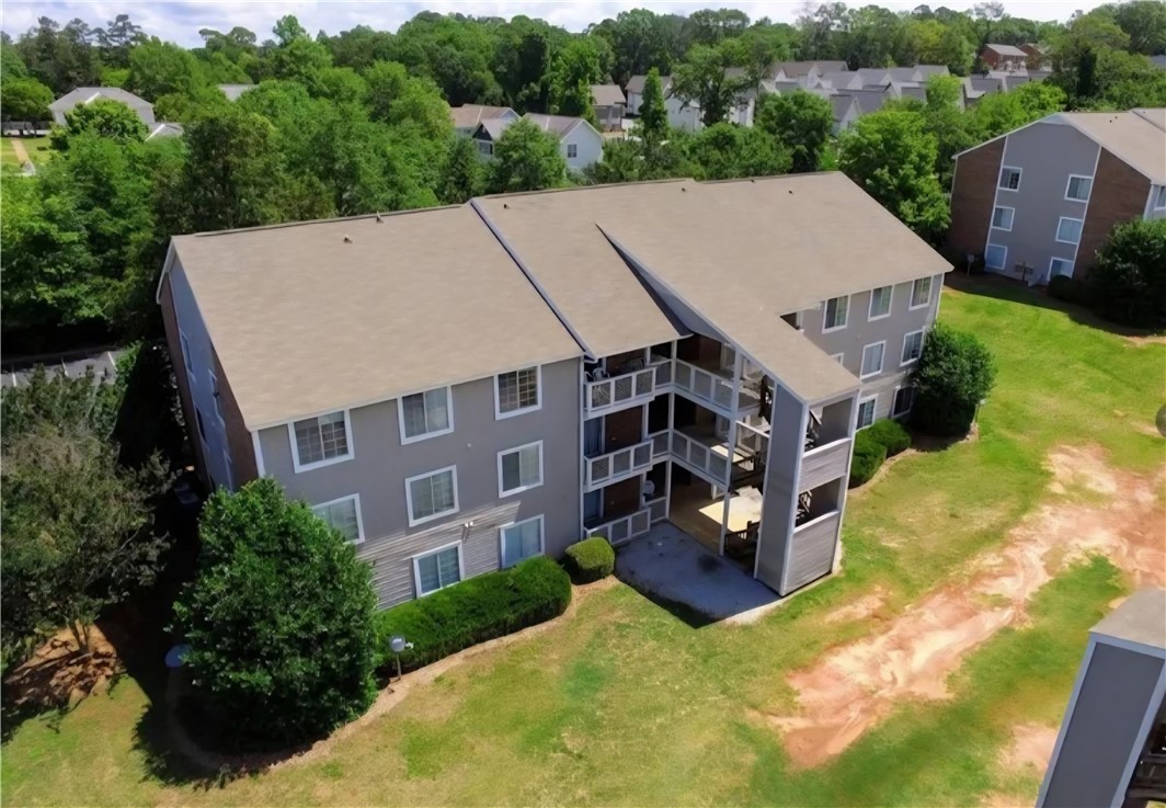 220 Elm Street, Unit 423 Clemson, SC 29631 - Photo 2 of 14 An aerial view captures the building's facade and surrounding landscape.