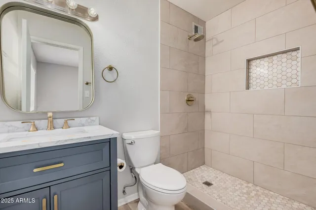 a bathroom with a toilet a sink and mirror