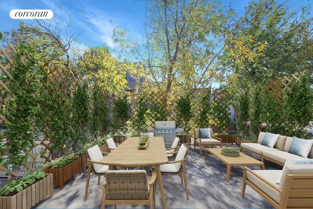 a view of a couches and a table in the roof deck