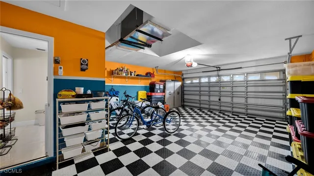 a view of a room with racks on the wall