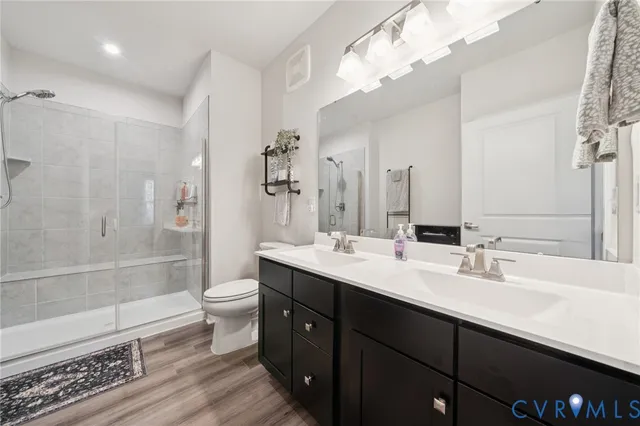 a bedroom with a bed and closet