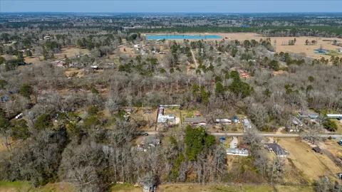 a view of a lake with a city