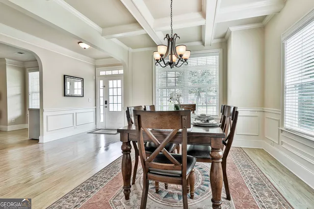 a view of a dining room