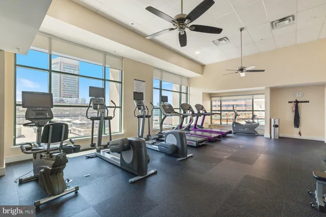 a view of a room with gym equipment