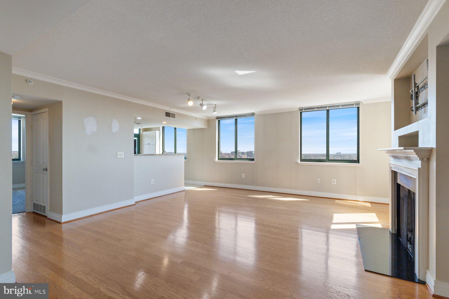 414 Water Street, Unit 2512 Baltimore, MD 21202 - Photo 3 of 40 a view of empty room with wooden floor and fireplace