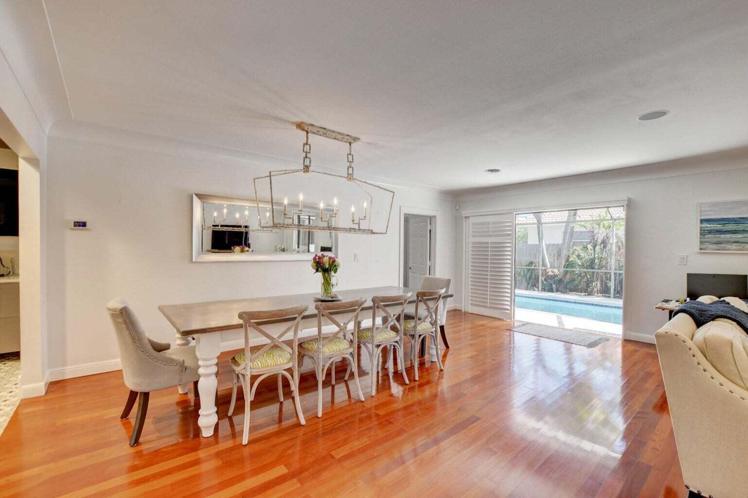 2700 Spanish River Road Boca Raton, FL 33432 - Photo 9 of 19 a view of a dining room with furniture wooden floor and chandelier
