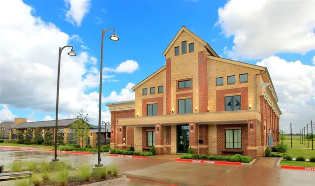 a view of a golf course with a garden
