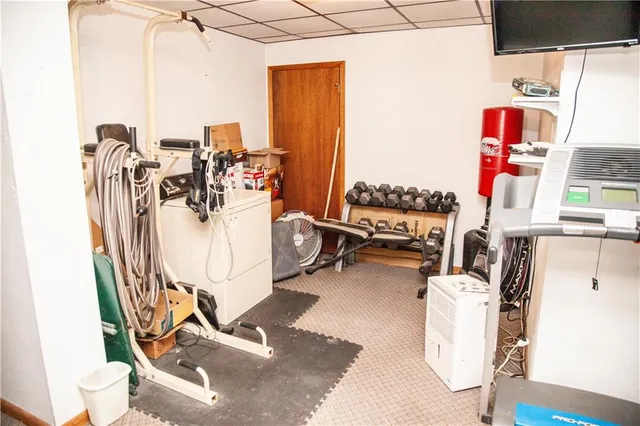 a view of a room with gym equipment
