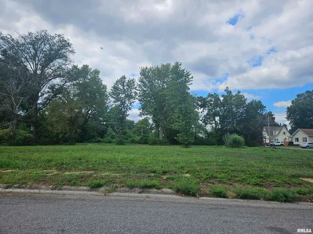a view of a field of grass and trees
