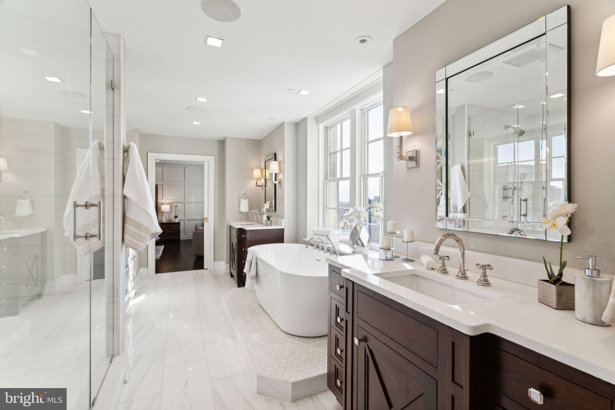 1601 Locust Street, Unit 1300 Philadelphia, PA 19102 - Photo 25 of 45 a spacious bathroom with a double vanity sink mirror and double