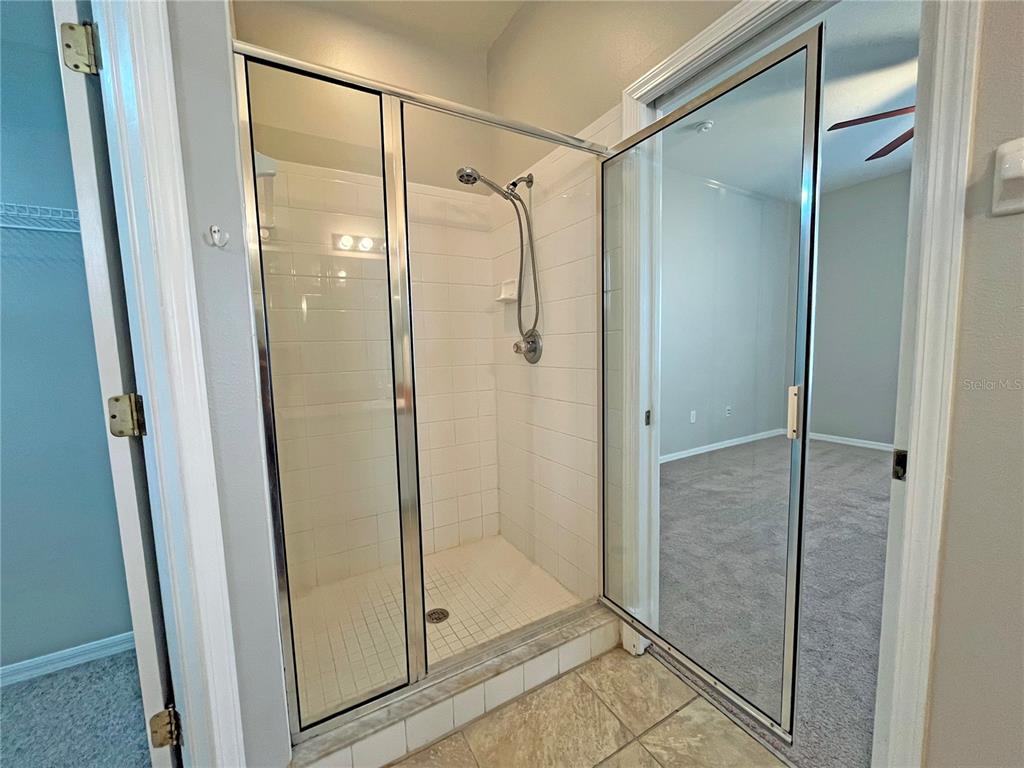 24925 Vintage Court Lutz, FL 33559 - Photo 37 of 38 a bathroom with a glass shower door