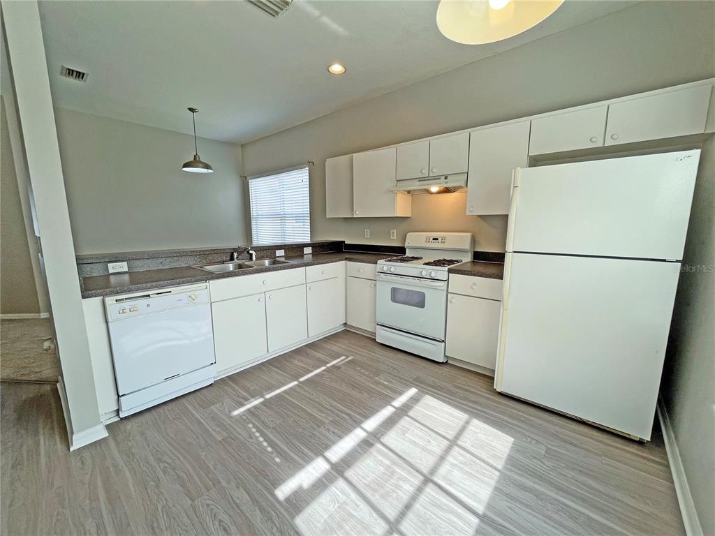 24925 Vintage Court Lutz, FL 33559 - Photo 6 of 38 a kitchen with a sink a refrigerator and white cabinets