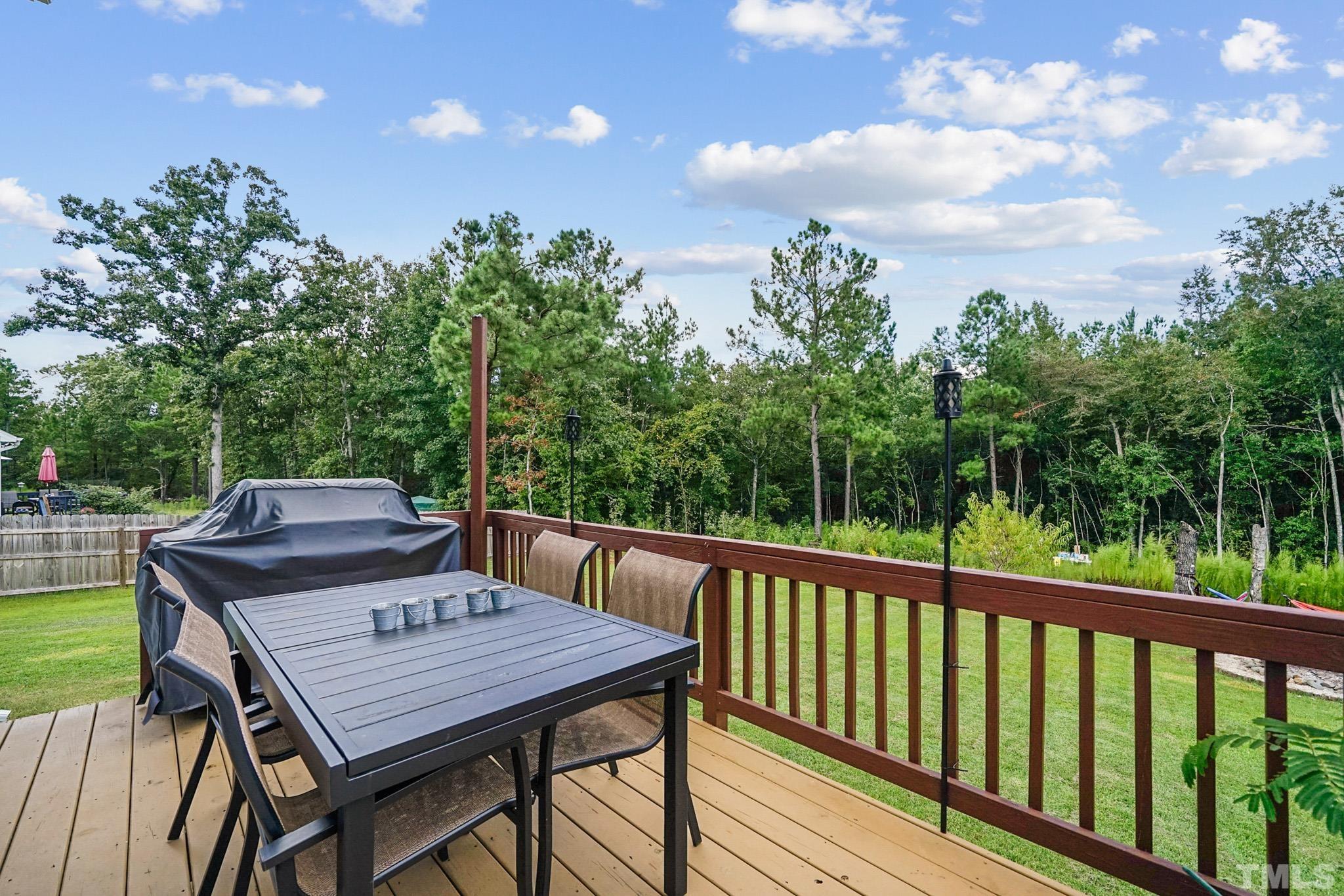 856 Juno Drive Broadway, NC 27505 - Photo 13 of 46 a view of a table and chairs on the roof deck