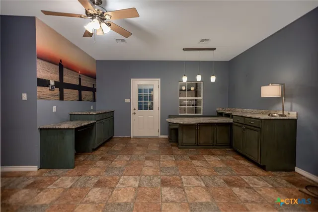 a view of a decorative light in a room