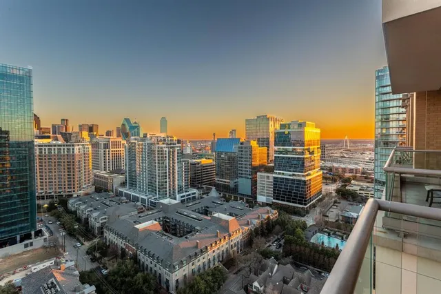 a view of a city with tall buildings