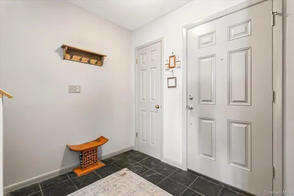 a door with a bench