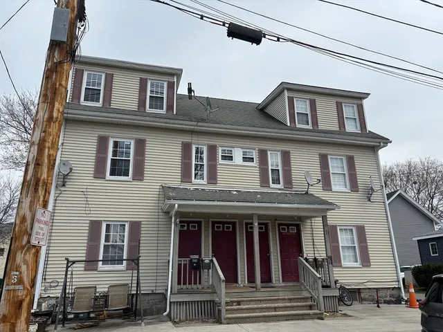 a front view of residential houses