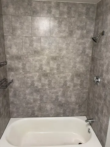 a bathroom with a bathtub