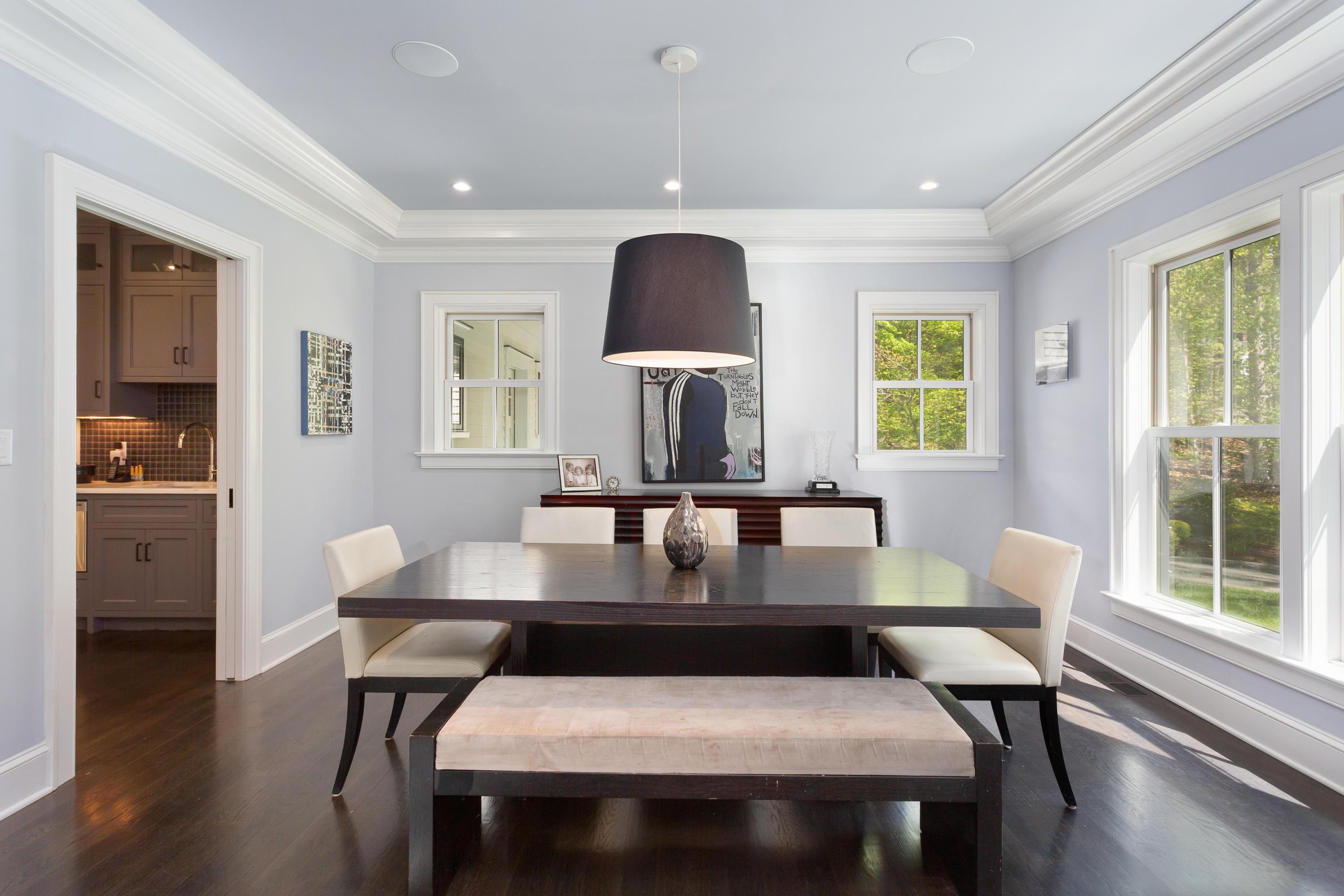 9 Canoe Trail Darien, CT 06820 - Photo 11 of 28 a view of a dining room with furniture window and wooden floor