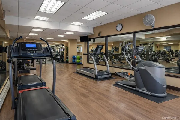 a view of a room with gym equipment