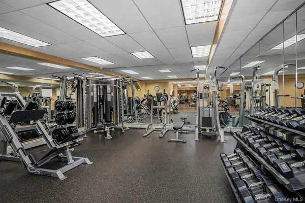 a view of a room with gym equipment