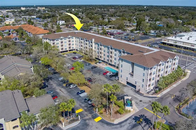 an aerial view of swimming pool