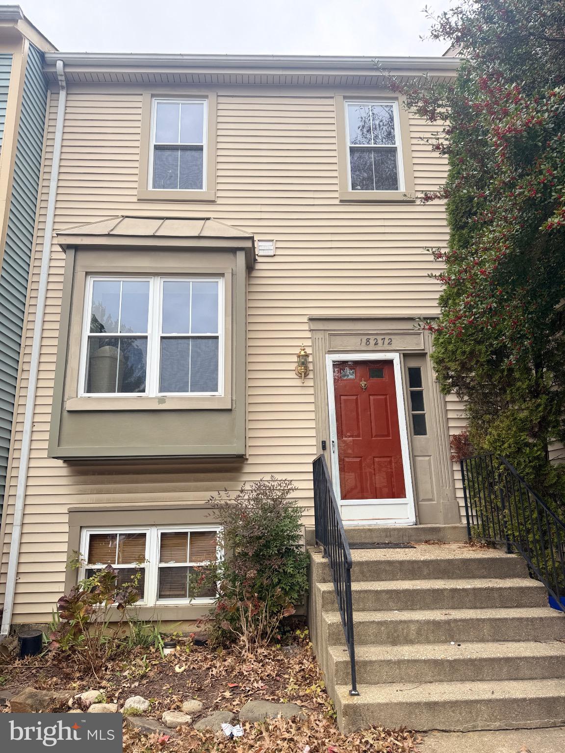 a front view of a house with a window