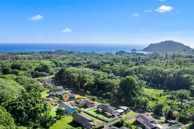 a living room with furniture and a dining table with wooden floor
