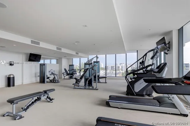 a view of a room with gym equipment